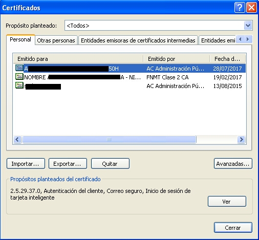 Elegir certificado