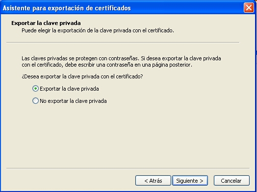 Exportar clave privada