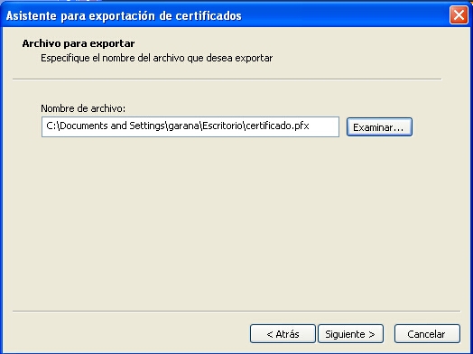 Indicar nombre archivo