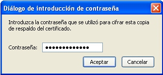 Password certificado importar